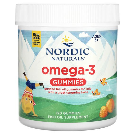 Nordic Naturals, Nordic Omega-3, лакомства со вкусом мандарина, 41 мг, 120 жевательных мармеладок