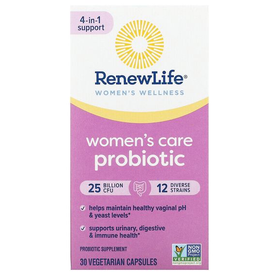 Renew Life, Пробиотик для женщин, 25 млрд КОЕ, 30 вегетарианских капсул