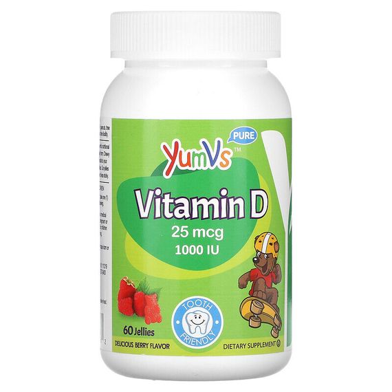 YumV&#39;s, Витамин D, со вкусом малины, 1000 МЕ, 60 желейных мишек