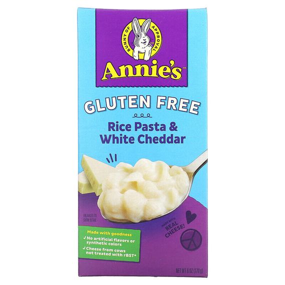 Annie&#39;s Homegrown, Rice Pasta &amp; White Cheddar, Gluten Free, 6 oz (170 g)