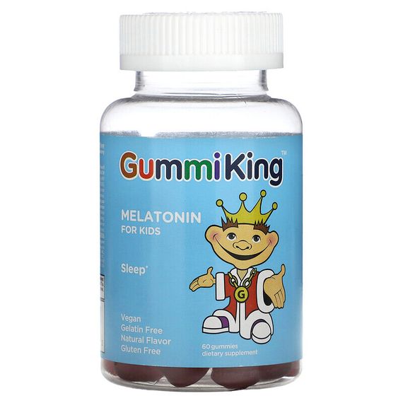 GummiKing, Мелатонин для детей, со вкусом клубники, 60 жевательных таблеток