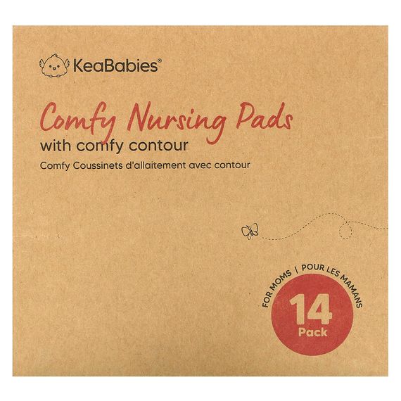 KeaBabies, Comfy подушечки для кормления с комфортным контуром, мягкие белые, 14 шт. В упаковке