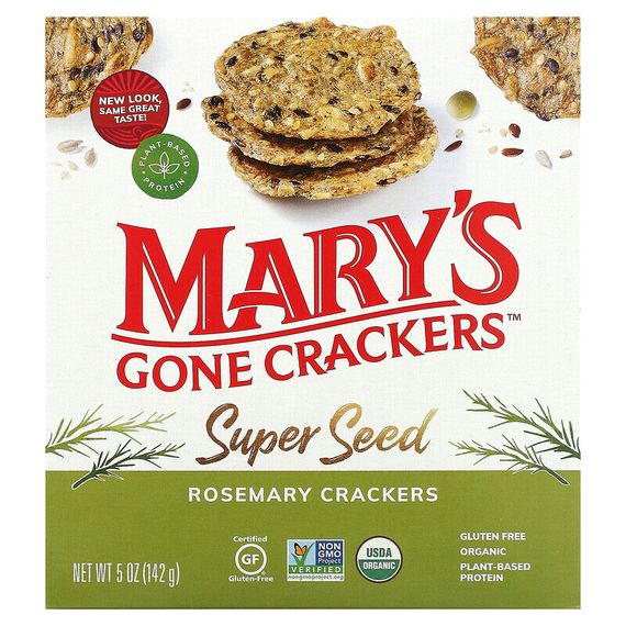 Mary&#39;s Gone Crackers, Super Seed, зерновые крекеры, розмарин, 141 г (5 унций)