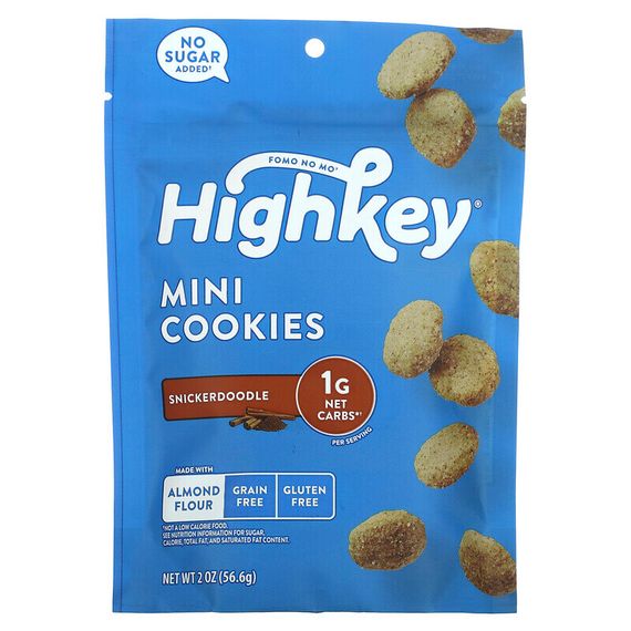 HighKey, Snickerdoodle, мини-печенье без сахара и глютена, 56,6 г (2 унции)