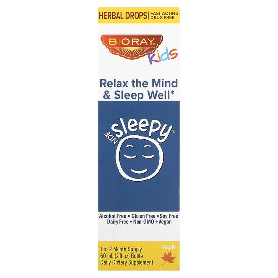 Bioray, NDF Sleepy для детей, Relax The Mind &amp;amp; Sleep Well (расслабление и крепкий сон), со вкусом кленового сиропа, 60 мл (2 жидкие унции)