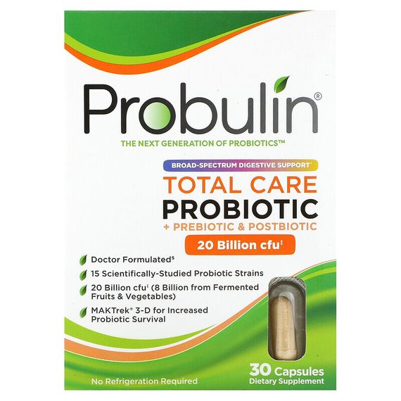 Probulin, Total Care, пробиотик, 20 млрд КОЕ, 30 капсул