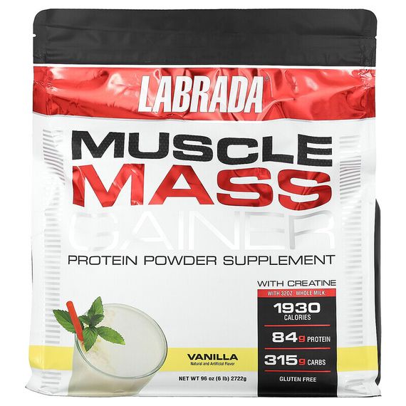 Labrada Nutrition, Средство набора мышечной массы с креатином, ваниль, 2722 г