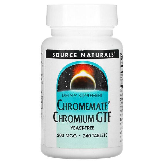 Source Naturals, Chromemate, GTF, хром, 200 мкг, 240 таблеток