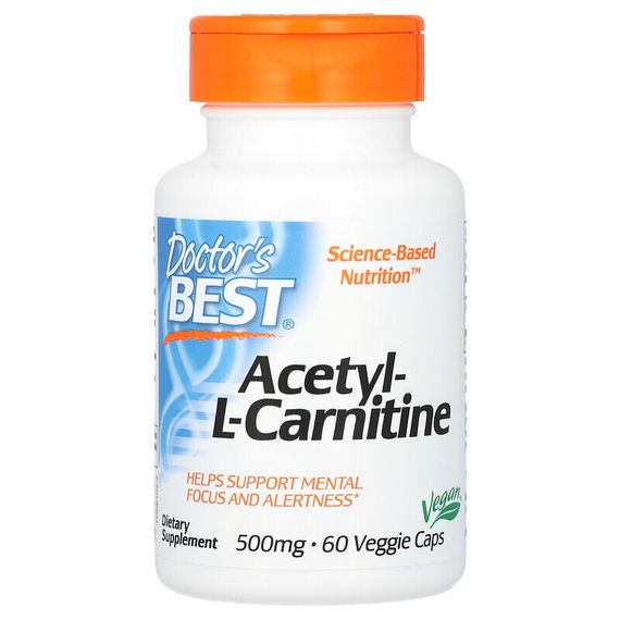 Doctor&#39;s Best, ацетил-L-карнитин с карнитинами Biosint, 500 мг, 60 вегетарианских капсул