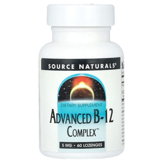 Source Naturals, улучшенный комплекс B-12, 5 мг, 60 таблеток для рассасывания