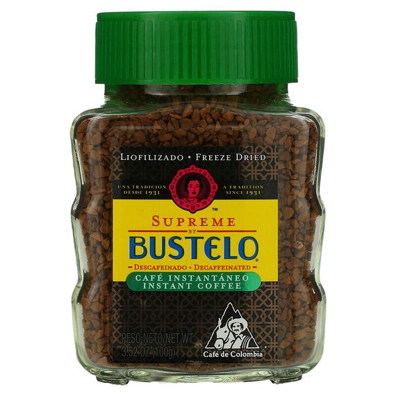 Café Bustelo, Supreme by Bustelo, растворимый кофе, сублимированный, без кофеина, 100 г (3,52 унции)
