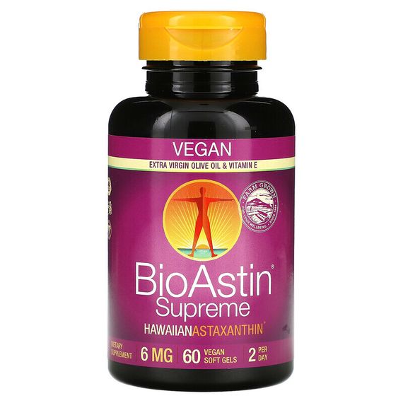 Nutrex Hawaii, BioAstin Supreme, 6 мг, 60 веганских капсул