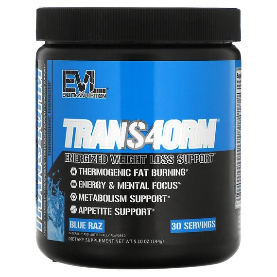 EVLution Nutrition, Trans4orm, Blue Raz, 5,10 унций (144 г)