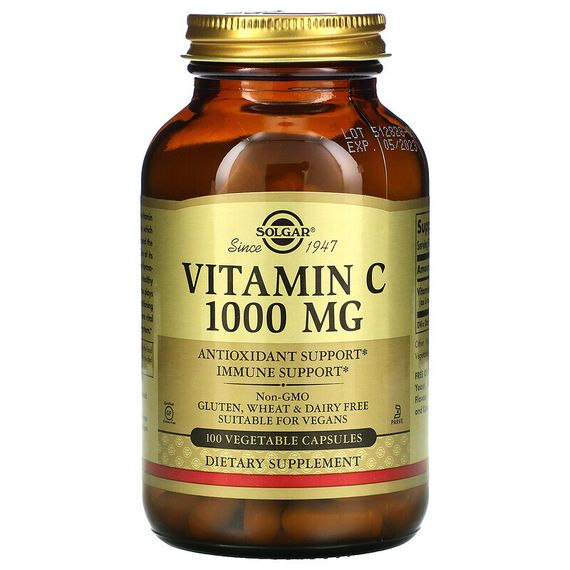 Solgar, Витамин C, 1000 мг, 100 растительных капсул