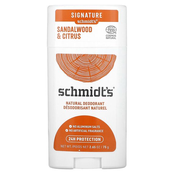 Schmidt&#39;s, Натуральный дезодорант, сандаловое дерево и цитрус, 75 г (2,65 унции)