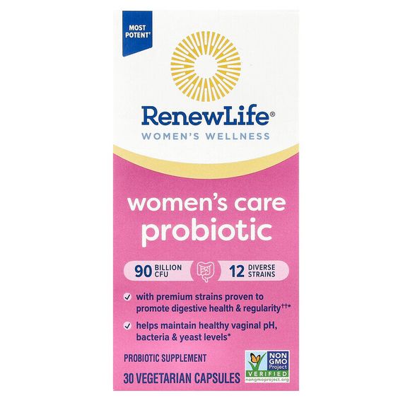 Renew Life, Ultimate Flora, пробиотик Women&#39;s Care для женщин, 90 млрд живых культур, 30 вегетарианских капсул