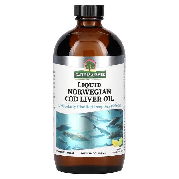 Nature&#39;s Answer, Liquid Norwegian Cod Liver Oil, Lemon-Lime, 16 fl oz (480 ml)