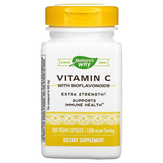 Nature&#39;s Way, Витамин C с биофлавоноидами, повышенная сила действия, 1000 мг, 100 веганских капсул