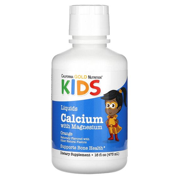 California Gold Nutrition, жидкий кальций с магнием для детей, апельсин, 473 мл (16 жидк. унций)