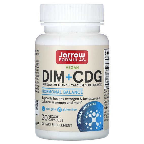 Jarrow Formulas, DIM + CDG, улучшенная формула для детоксикации, 30 вегетарианских капсул