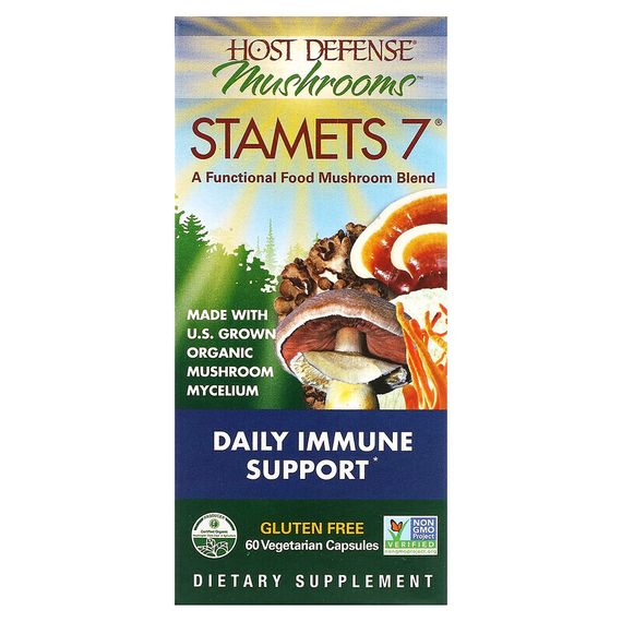 Fungi Perfecti Host Defense, Stamets 7, ежедневная поддержка иммунитета, 60 вегетарианских капсул