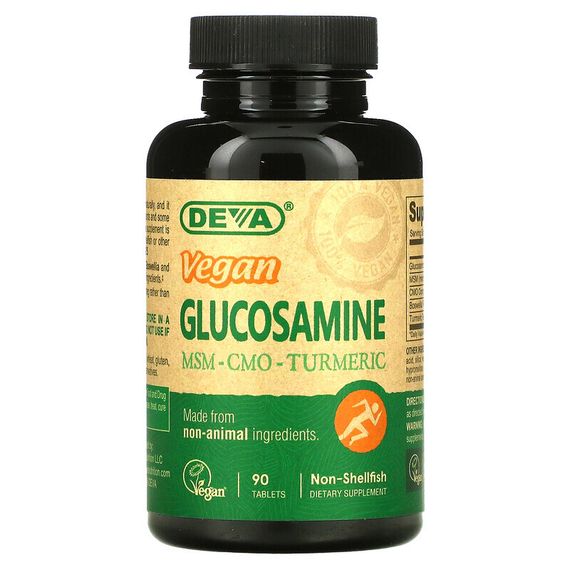 Deva, Веганский глюкозамин с МСМ и КМО, 90 таблеток