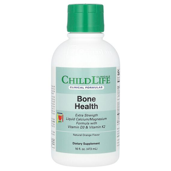ChildLife Clinicals, здоровье костей, жидкий кальциево-магниевый состав с витаминами D3 и K2 и натуральным апельсином, 473 мл (16 жидк. унций)