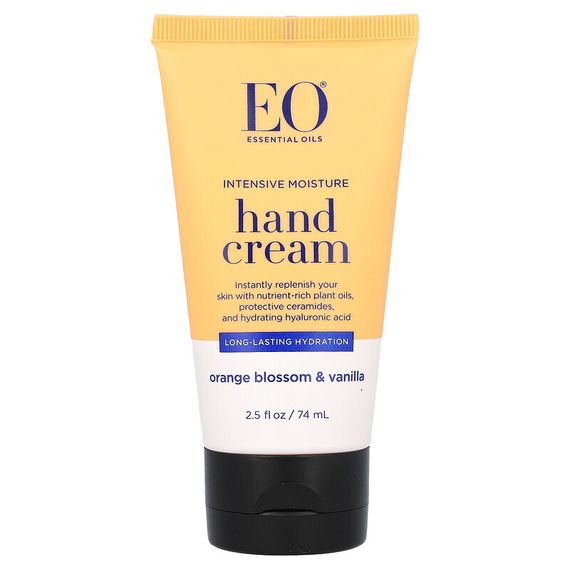 EO Products, Интенсивный восстанавливающий крем для рук, цветы апельсина и ваниль, 74 мл (2,5 жидк. Унции)