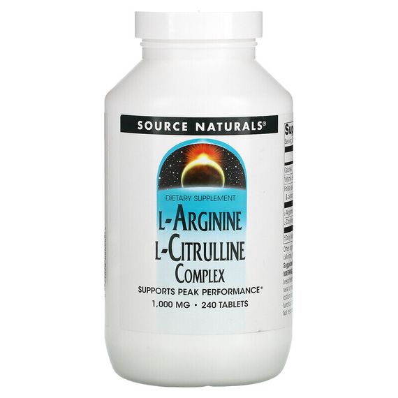 Source Naturals, Комплекс L-аргинина и L-цитруллина, 1000 мг, 240 таблеток