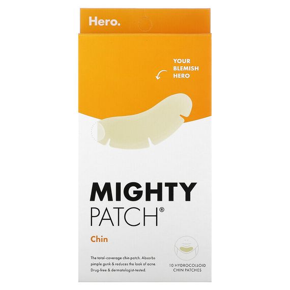 Hero Cosmetics, Mighty Patch, для подбородка, 10 гидроколлоидных пластырей