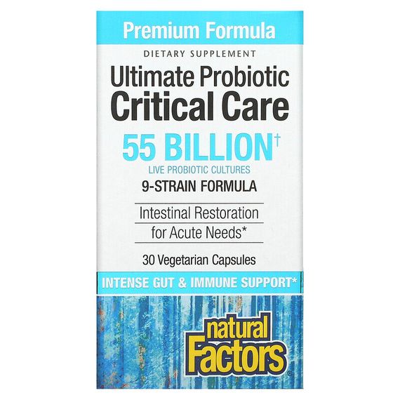 Natural Factors, Ultimate Probiotic Critical Care, 55 миллиардов КОЕ, 30 вегетарианских капсул