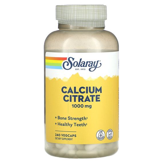 Solaray, цитрат кальция, 250 мг, 240 растительных капсул