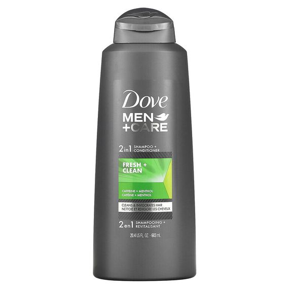Dove, Men + Care, шампунь и кондиционер 2 в 1, Fresh &amp; Clean, 603 мл (20,4 жидк. Унции)