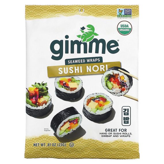 gimMe, Sushi Nori, жареные водоросли, 23 г (0,81 унции)