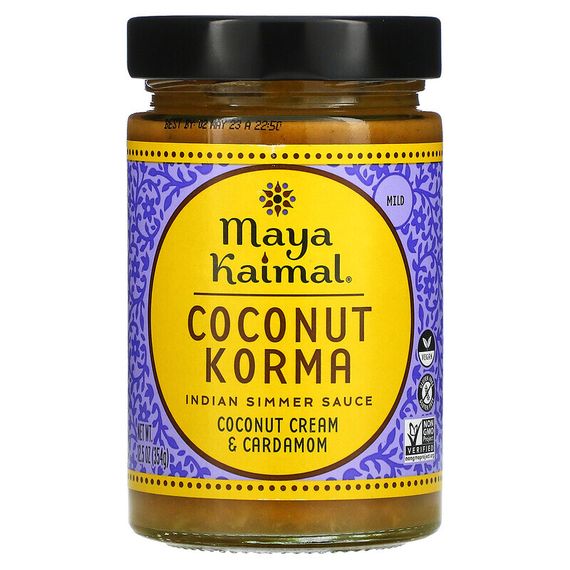Maya Kaimal, Coconut Korma, Индийский соус на медленном огне, мягкий, кокосовый крем и кардамон, 12,5 унций (354 г)