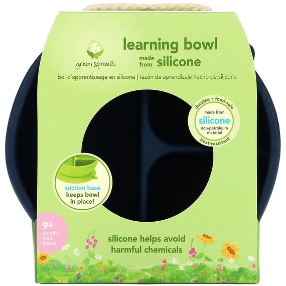 Green Sprouts, Learning Bowl, для детей от 9 месяцев, темно-синий, 1 миска