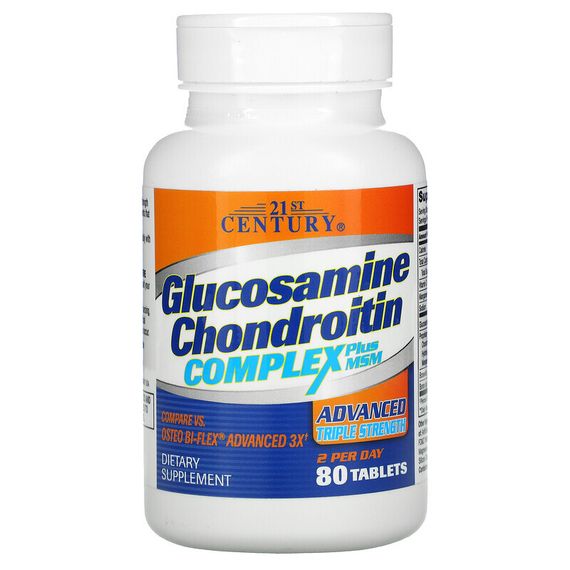 21st Century, Glucosamine Chondroitin Complex Plus MSM, Advanced Triple Strength, 80 Tablets