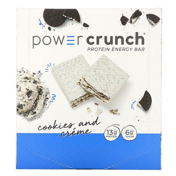 BNRG, Энергетический белковый батончик Power Crunch Original, печенье с кремом, 12 батончиков, вес каждого 40 г (1,4 унции)
