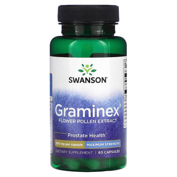 Swanson, Экстракт цветочной пыльцы граминекса, максимальная эффективность, 500 мг, 60 капсул