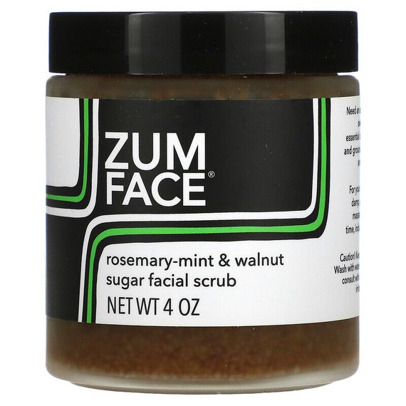 ZUM, Zum Face, сахарный скраб для лица, розмарин, мята и грецкий орех, 4 унции