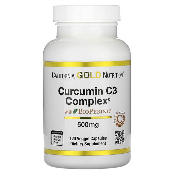 California Gold Nutrition, Curcumin C3 Complex с экстрактом BioPerine, 500 мг, 120 растительных капсул