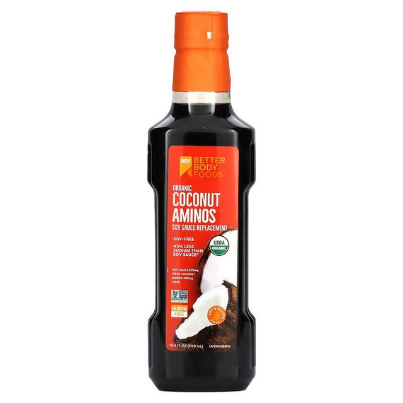 BetterBody Foods, Organic Coconut Aminos, заменитель соевого соуса, 500 мл (16,9 жидк. Унции)