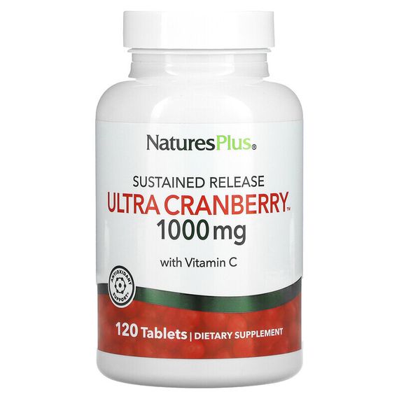 NaturesPlus, Ultra Cranberry, длительное высвобождение, 1000 мг, 120 таблеток