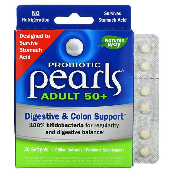 Nature&#39;s Way, Пробиотик Pearls для взрослых 50+, 30 капсул