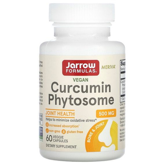 Jarrow Formulas, фитосомы куркумина, 500 мг, 60 вегетарианских капсул