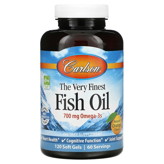 Carlson, Самый лучший рыбий жир, натуральный апельсиновый вкус, 350 мг, 120 мягких таблеток