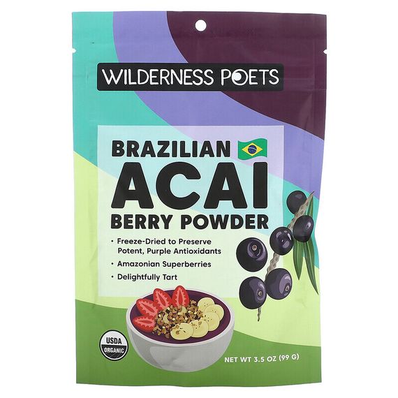 Wilderness Poets, порошок из бразильских ягод асаи, 99 г (3,5 унции)