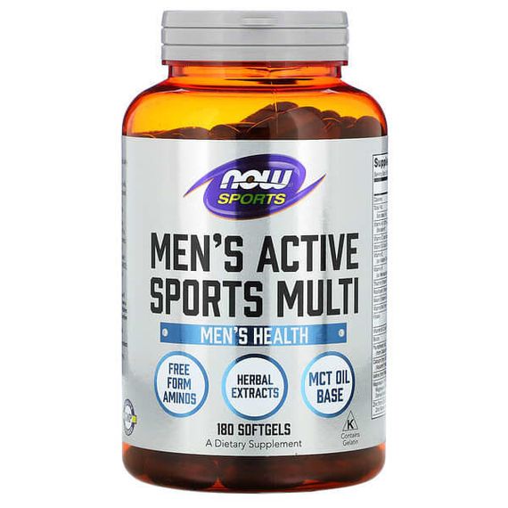 NOW Foods, Sports, Men&#39;s Active Sports Multi, комплекс витаминов для мужчин, 180 капсул