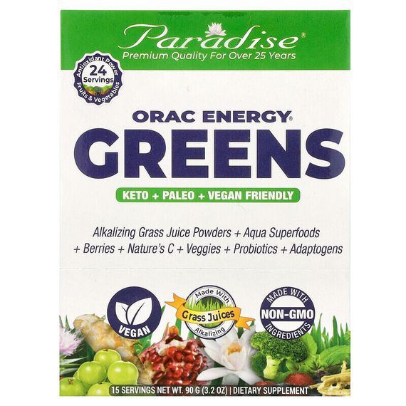 Paradise Herbs, Зеленая пища &quot;Энергия ORAC&quot;, 15 пакетиков по 6 г