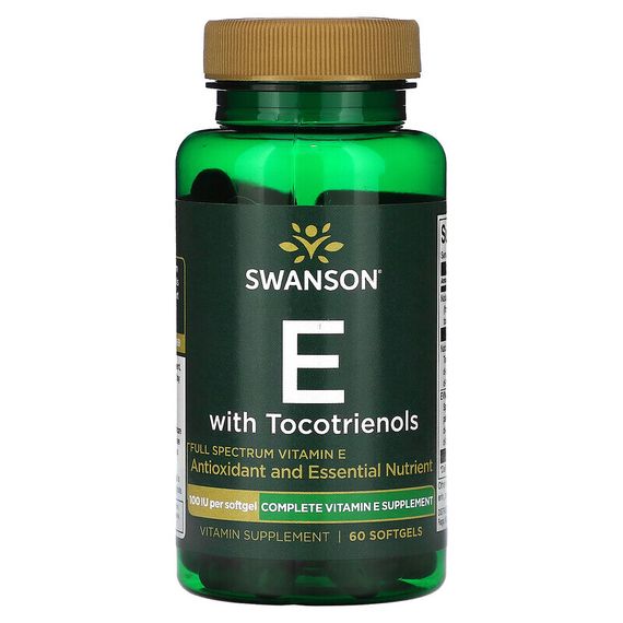 Swanson, E с токотриенолами, 100 МЕ, 60 мягких таблеток